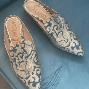 Sam Edelman Mules-Gold and Blue.  Perfect for jeans!